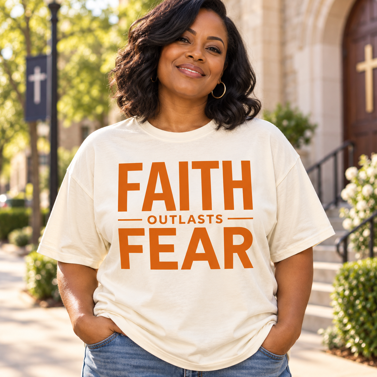 Faith Outlasts Fear Oversized T-Shirt