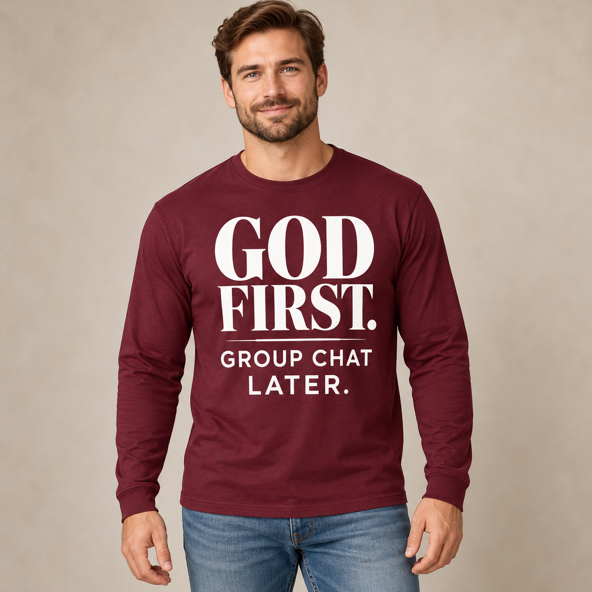God First, Group Chat Later – Long Sleeve Tee